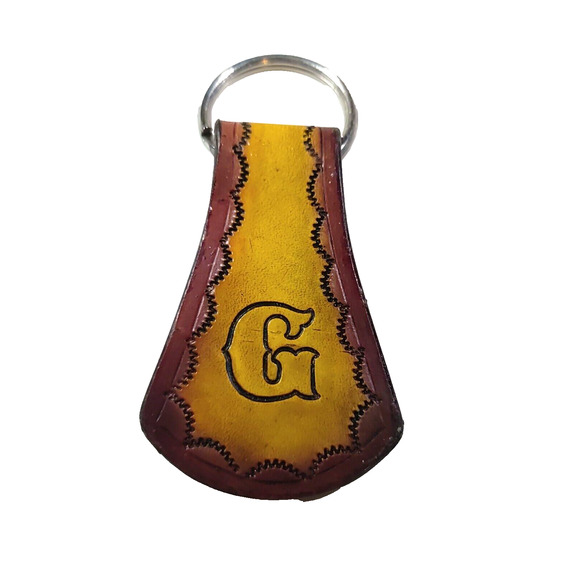 Leather Keychain Initial G Cowboy Western - Picture 1 of 4